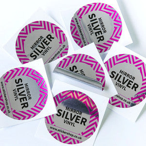 Mirrored <br>Silver Labels Printed Stickers